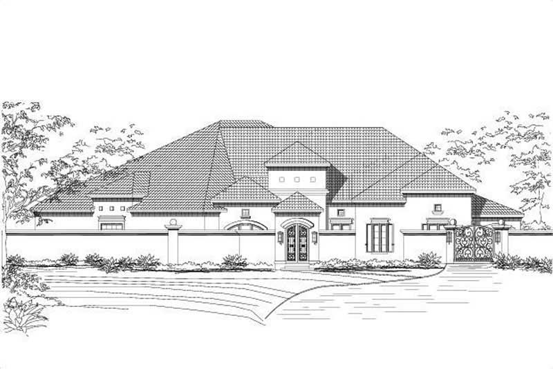 4-Bedroom, 4405 Sq Ft Mediterranean House Plan - 156-2294 - Front Exterior