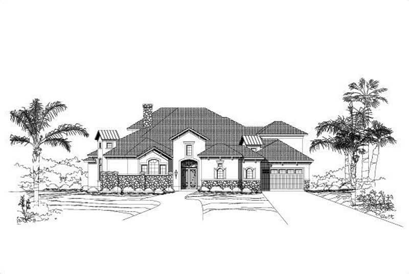 4-Bedroom, 4864 Sq Ft Mediterranean Home Plan - 156-2302 - Main Exterior
