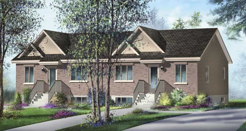 2-Bedroom, 832 Sq Ft Multi-Unit Home Plan - 157-1015 - Main Exterior