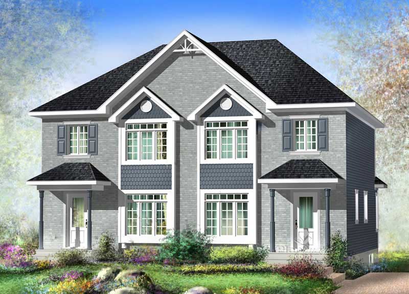 3-Bedroom, 1235 Sq Ft Multi-Unit Home Plan - 157-1019 - Main Exterior
