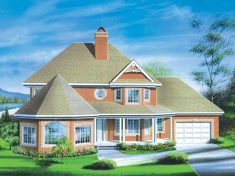4-Bedroom, 2615 Sq Ft European House Plan - 157-1086 - Front Exterior