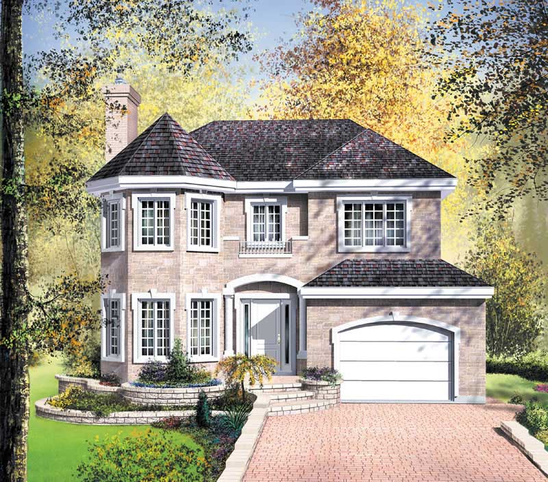 4-Bedroom, 2168 Sq Ft European Home Plan - 157-1195 - Main Exterior