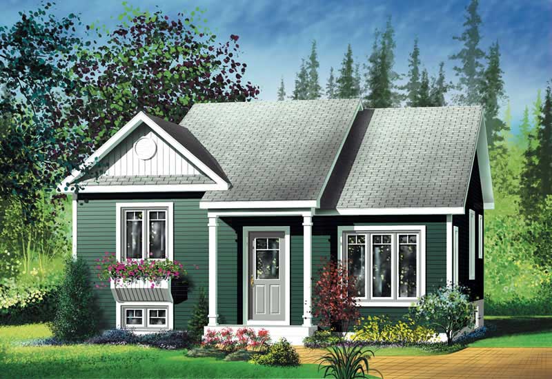 2-Bedroom, 1020 Sq Ft Bungalow Home Plan - 157-1238 - Main Exterior