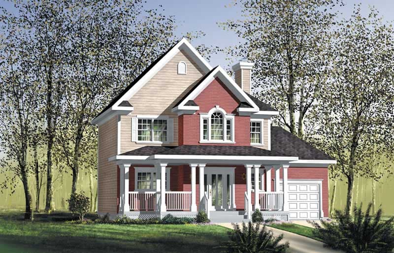 3-Bedroom, 1664 Sq Ft Country Home Plan - 157-1350 - Main Exterior