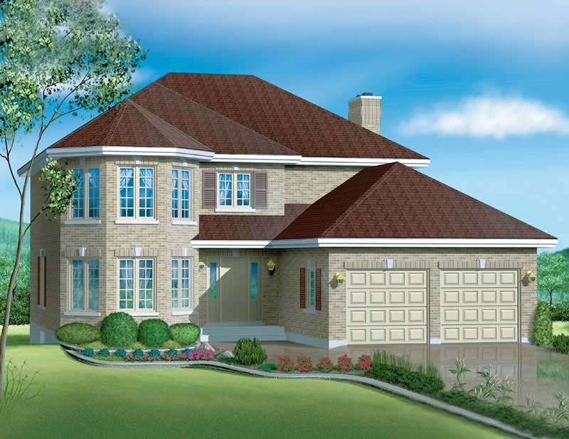 4-Bedroom, 2522 Sq Ft European House Plan - 157-1374 - Front Exterior