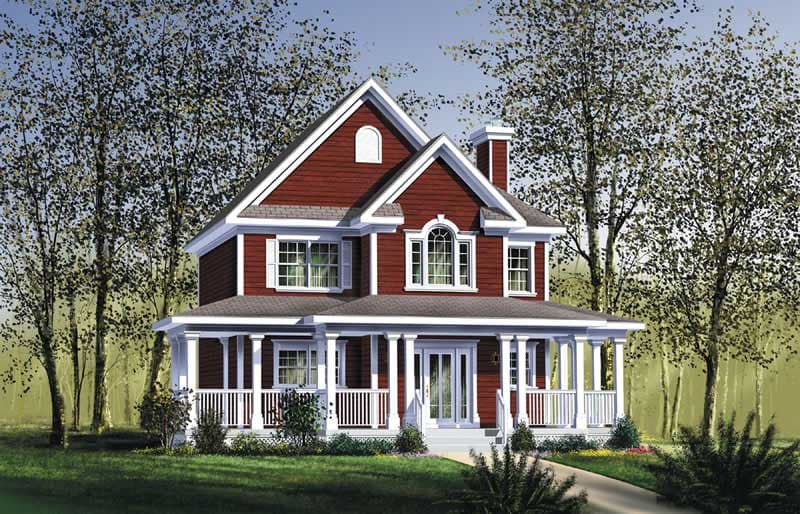 3-Bedroom, 1664 Sq Ft Country Home Plan - 157-1465 - Main Exterior
