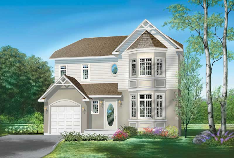 3-Bedroom, 1596 Sq Ft European House Plan - 157-1551 - Front Exterior