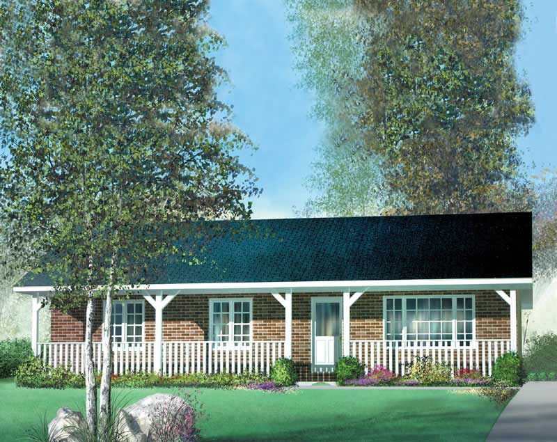 3-Bedroom, 1029 Sq Ft Country Home Plan - 157-1572 - Main Exterior