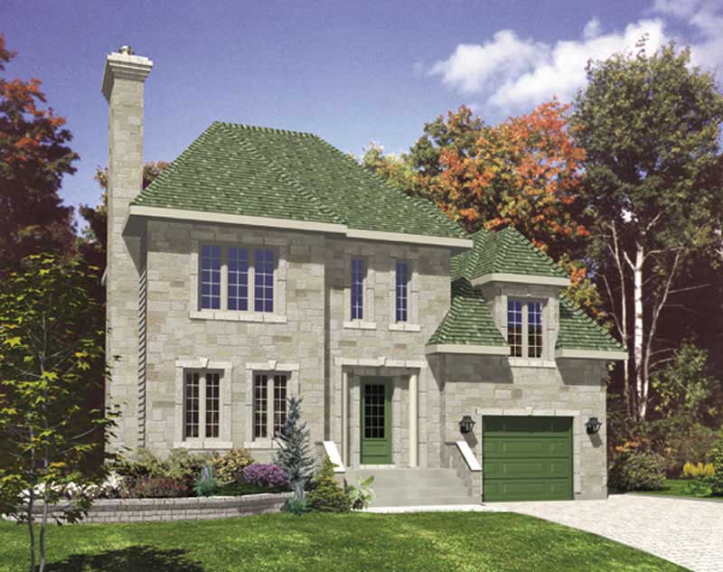 3-Bedroom, 1204 Sq Ft European House Plan - 158-1222 - Front Exterior