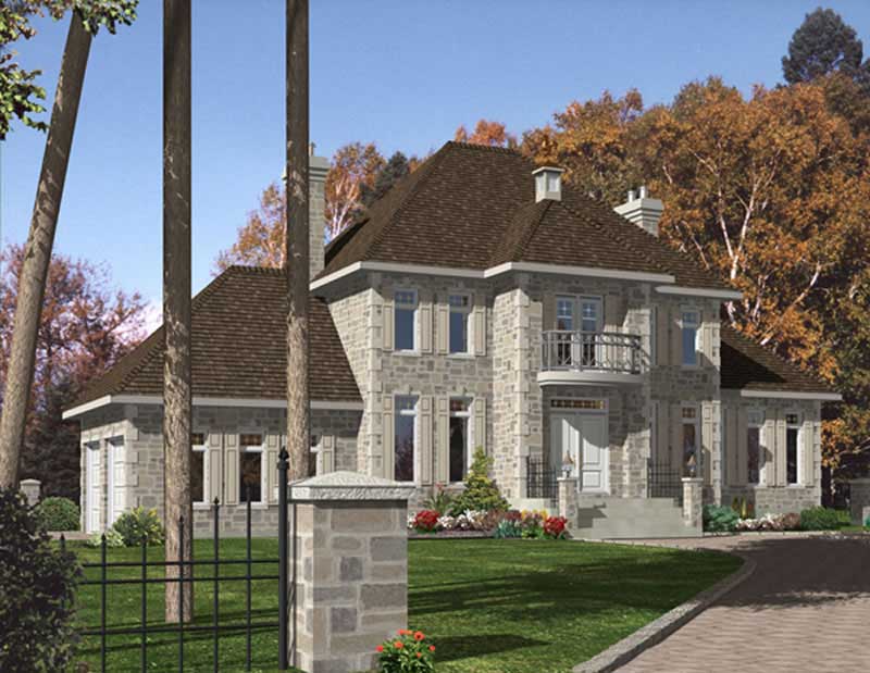 3-Bedroom, 2440 Sq Ft European House Plan - 158-1250 - Front Exterior