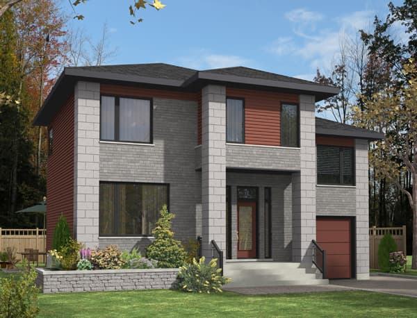 3-Bedroom, 1406 Sq Ft Contemporary Home Plan - 158-1278 - Main Exterior