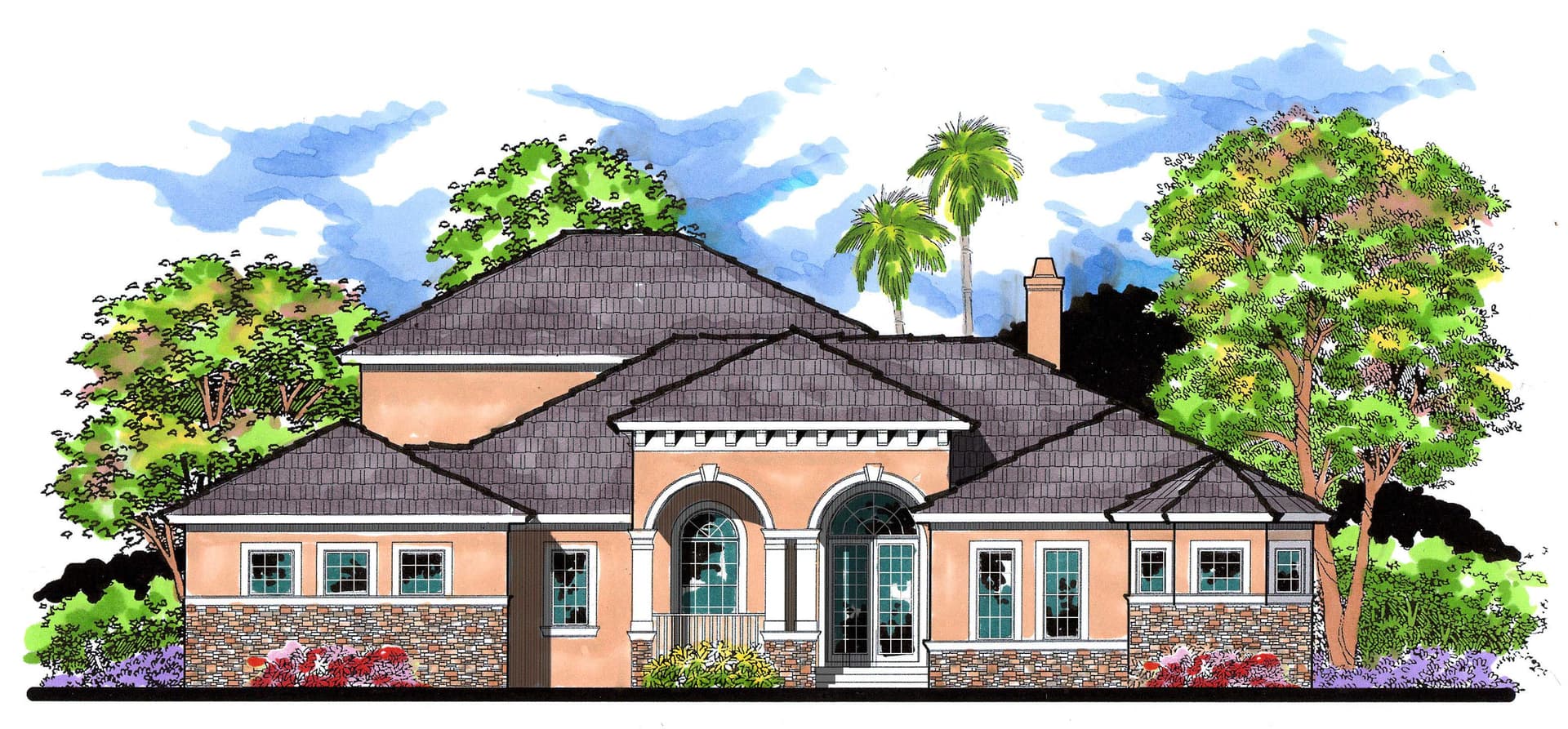 4-Bedroom, 3783 Sq Ft Mediterranean Home Plan - 159-1088 - Main Exterior