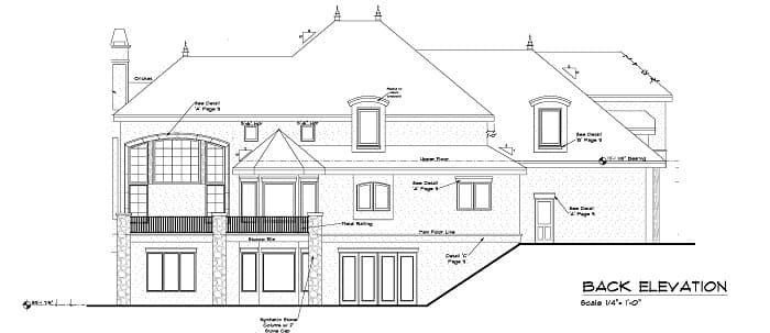 Home Plan Rear Elevation