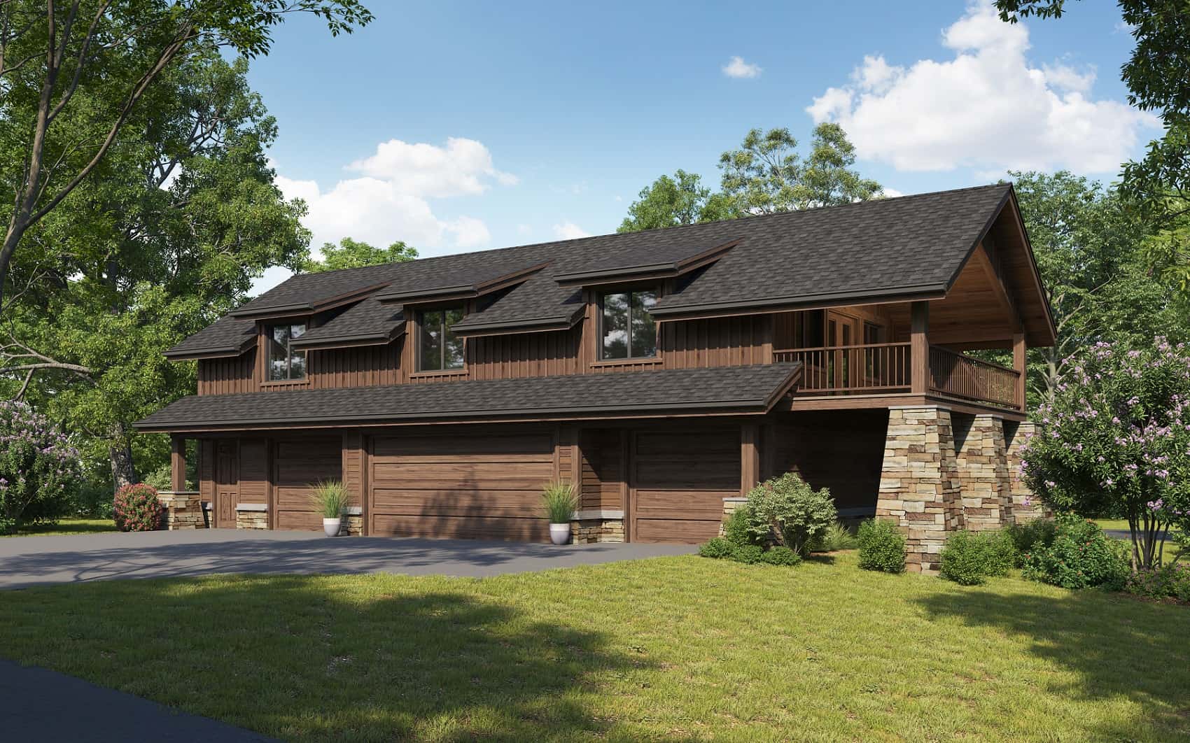 Log Cabin Home Plan - 2 Bedrms, 2 Baths - 2014 Sq Ft - #161-1174