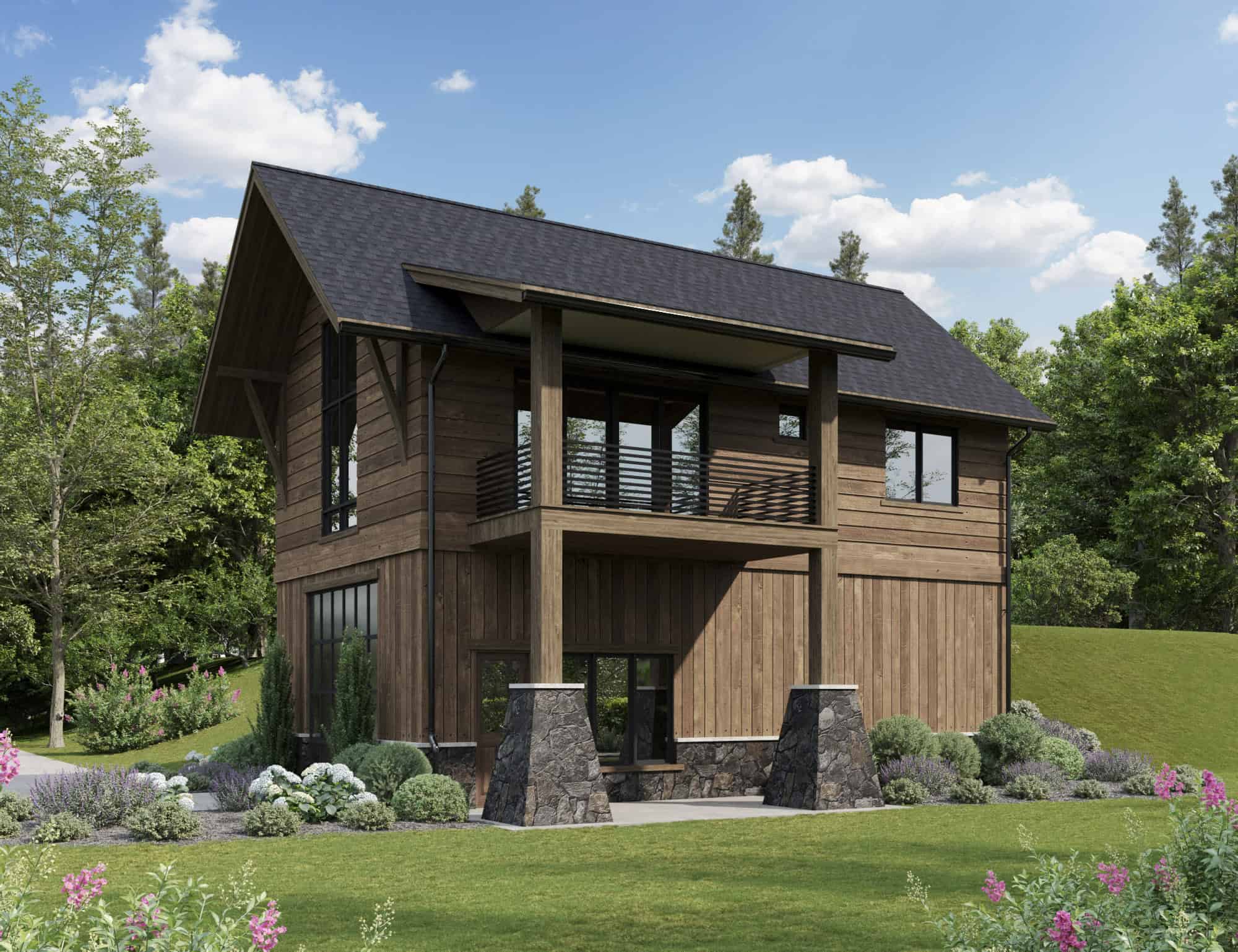 1-Bedroom, 980 Sq Ft Garage w/Apartments House Plan - 161-1256 - Front Exterior