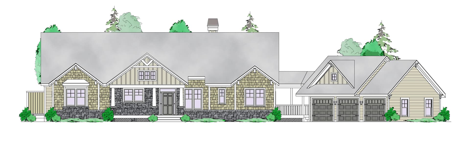 3-Bedroom, 2962 Sq Ft Craftsman Home Plan - 163-1066 - Main Exterior