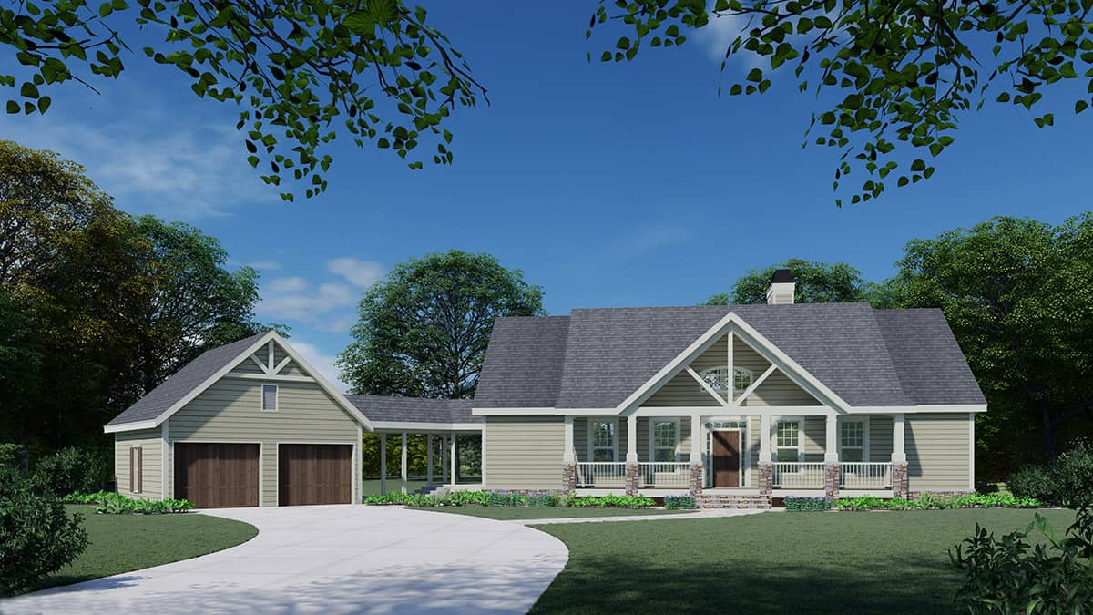 4-Bedroom, 3205 Sq Ft Ranch Home Plan - 163-1094 - Main Exterior