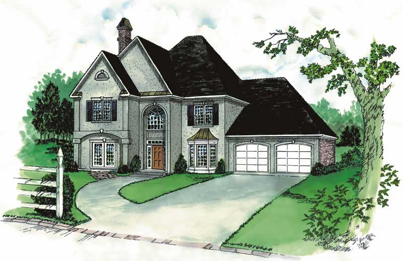 4-Bedroom, 2033 Sq Ft European House Plan - 164-1078 - Front Exterior