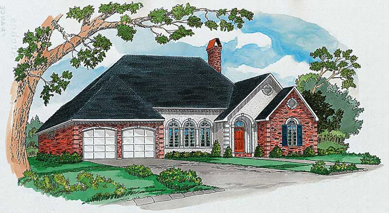 3-Bedroom, 1871 Sq Ft European House Plan - 164-1084 - Front Exterior