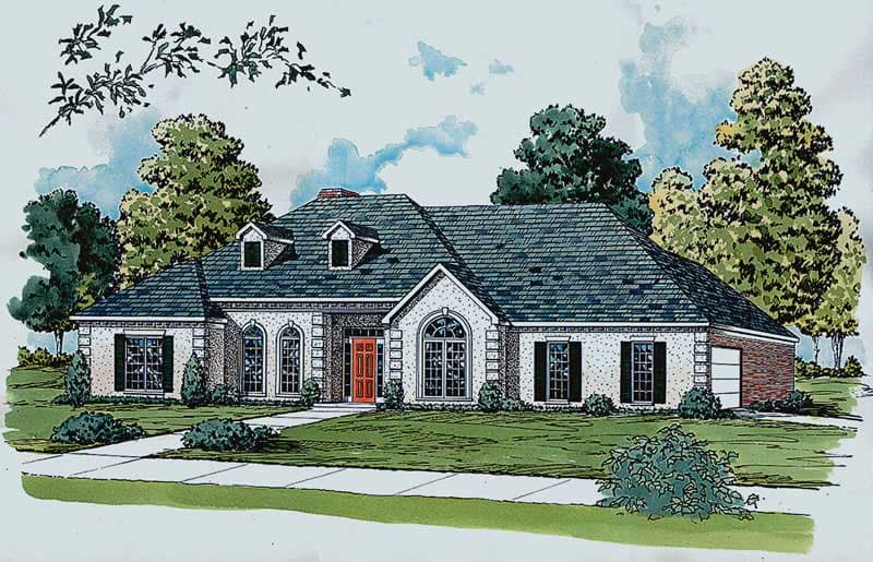3-Bedroom, 1837 Sq Ft European House Plan - 164-1086 - Front Exterior