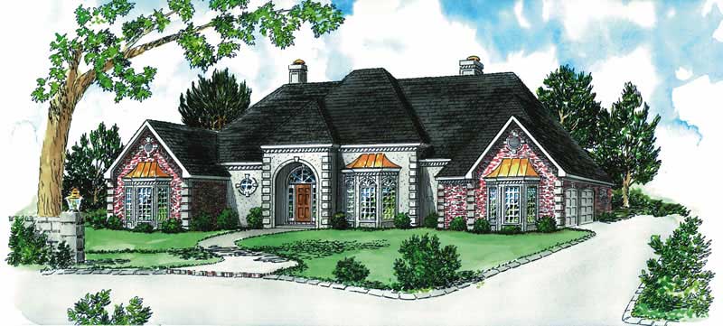 4-Bedroom, 3058 Sq Ft European House Plan - 164-1118 - Front Exterior