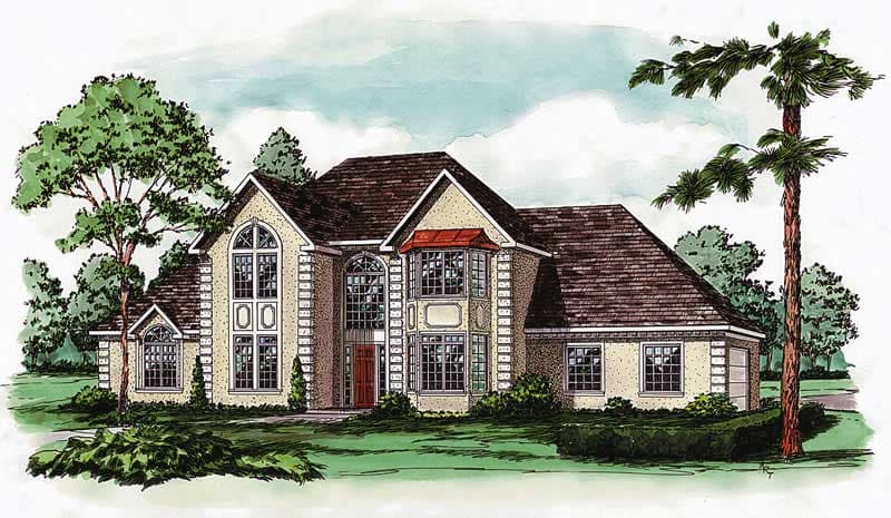 4-Bedroom, 3084 Sq Ft European House Plan - 164-1125 - Front Exterior