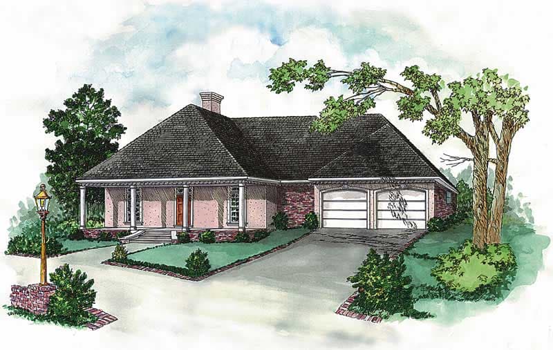 3-Bedroom, 1866 Sq Ft European House Plan - 164-1136 - Front Exterior