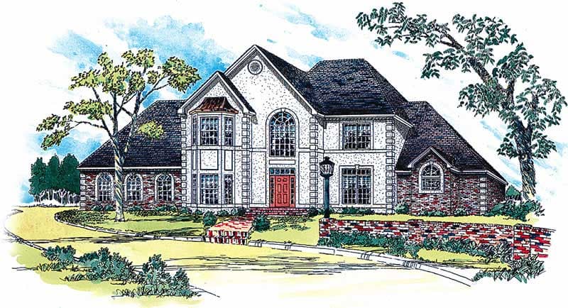 4-Bedroom, 3504 Sq Ft European House Plan - 164-1149 - Front Exterior