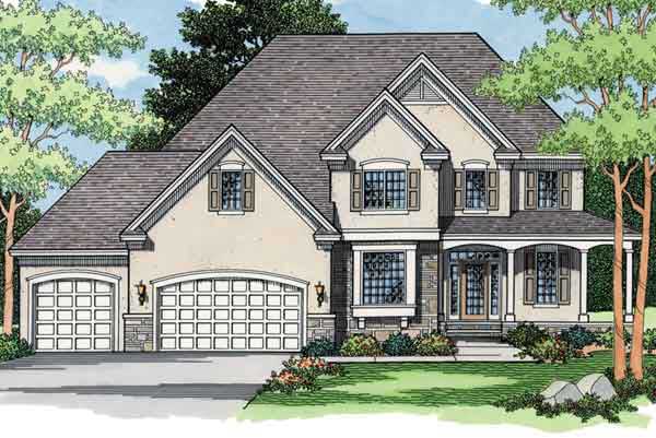 4-Bedroom, 2825 Sq Ft European House Plan - 165-1044 - Front Exterior