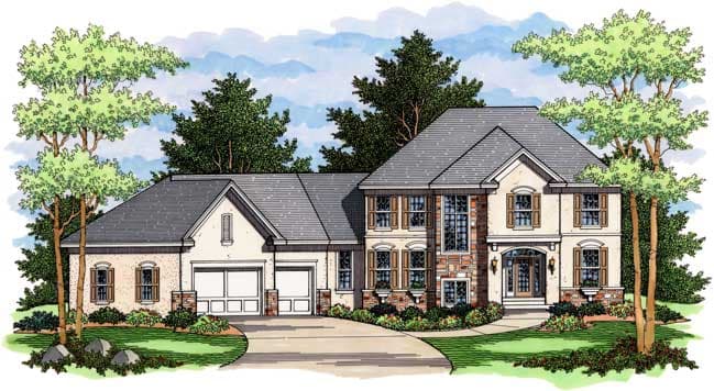 4-Bedroom, 2845 Sq Ft European Home Plan - 165-1069 - Main Exterior
