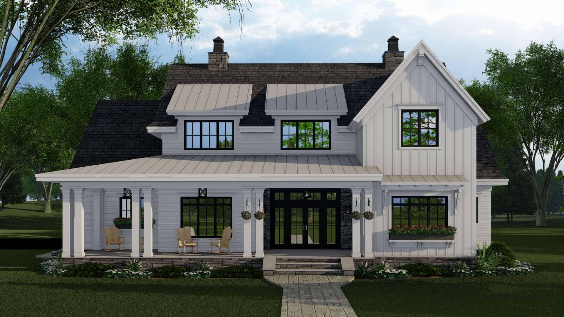 4-Bedroom, 2913 Sq Ft Modern Farmhouse Home Plan - 165-1153 - Main Exterior