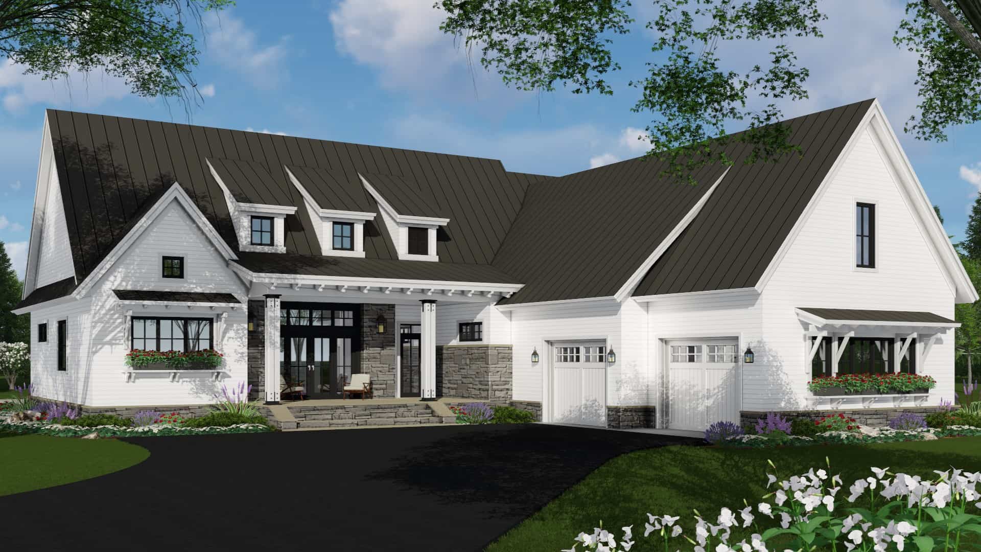 3-Bedroom, 2340 Sq Ft Modern Farmhouse Home Plan - 165-1162 - Main Exterior