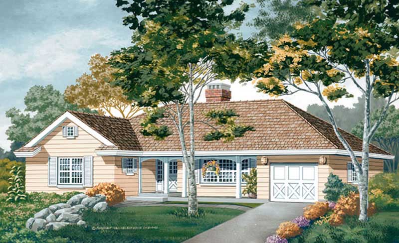 3-Bedroom, 1471 Sq Ft Country Home Plan - 167-1015 - Main Exterior