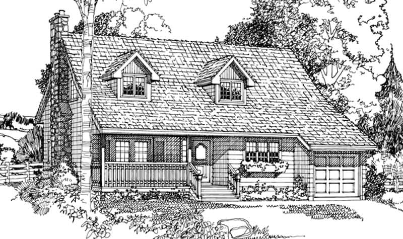 2-Bedroom, 1417 Sq Ft Country Home Plan - 167-1029 - Main Exterior