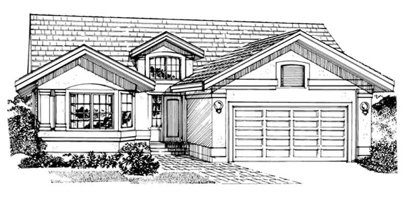 3-Bedroom, 1501 Sq Ft Small House Plans - 167-1050 - Front Exterior