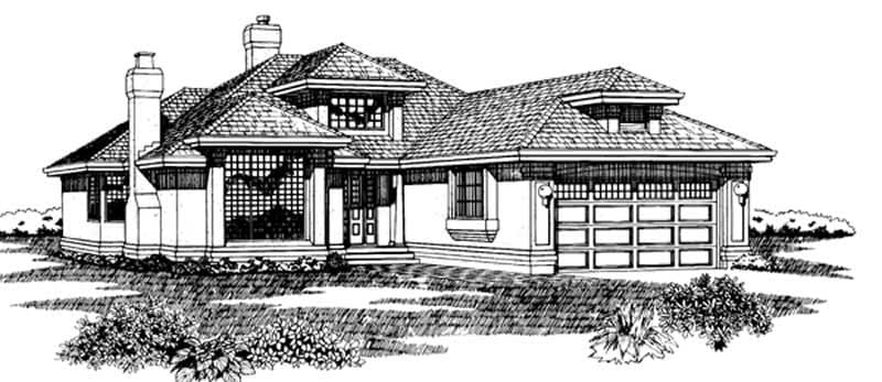 3-Bedroom, 1692 Sq Ft Contemporary House Plan - 167-1067 - Front Exterior