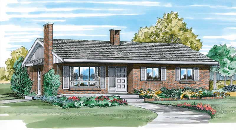 3-Bedroom, 1054 Sq Ft Ranch Home Plan - 167-1096 - Main Exterior
