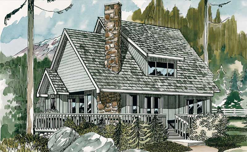 3-Bedroom, 1573 Sq Ft Log Cabin House Plan - 167-1097 - Front Exterior