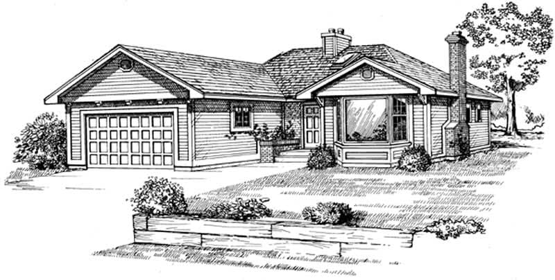 3-Bedroom, 1608 Sq Ft Ranch Home Plan - 167-1119 - Main Exterior