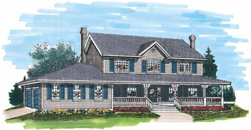 4-Bedroom, 2094 Sq Ft Country Home Plan - 167-1152 - Main Exterior
