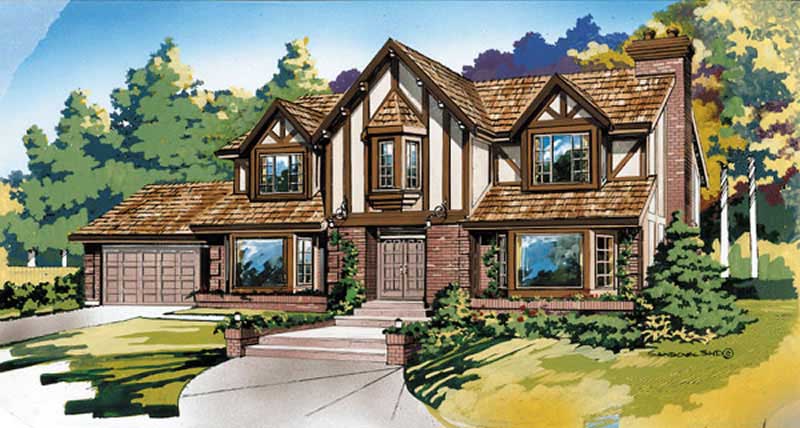3-Bedroom, 2916 Sq Ft Tudor House Plan - 167-1216 - Front Exterior