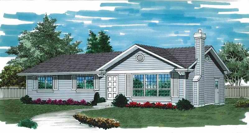 3-Bedroom, 1196 Sq Ft Ranch Home Plan - 167-1260 - Main Exterior