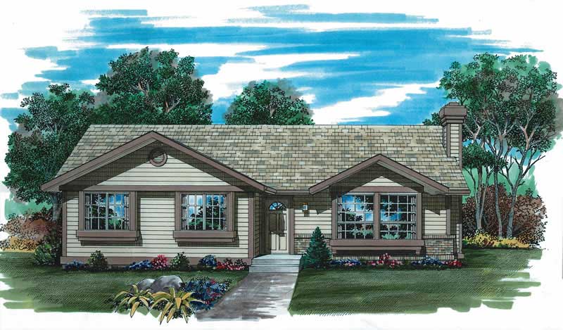 3-Bedroom, 1197 Sq Ft Ranch Home Plan - 167-1261 - Main Exterior
