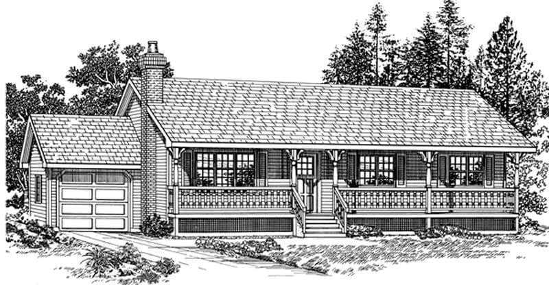 3-Bedroom, 1456 Sq Ft Ranch Home Plan - 167-1266 - Main Exterior
