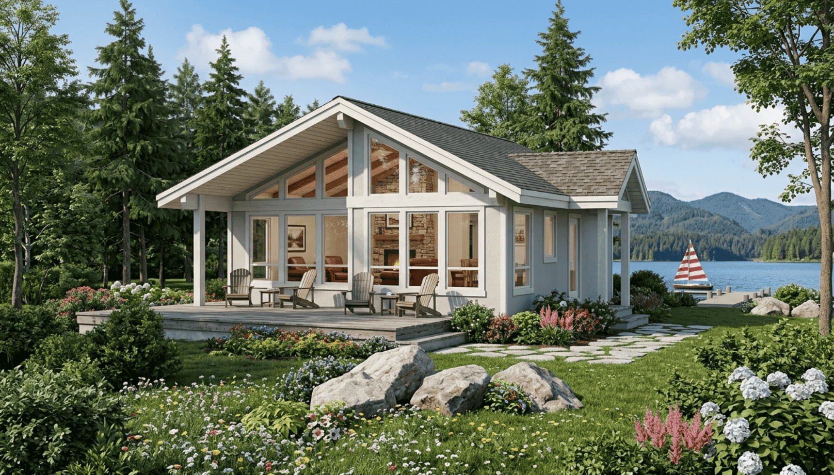 Front elevation of Lake home (ThePlanCollection: House Plan #167-1286)