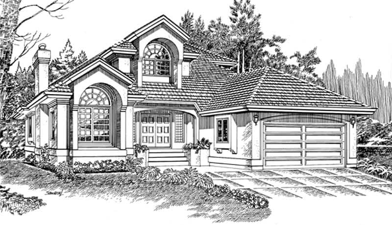 3-Bedroom, 2259 Sq Ft European House Plan - 167-1298 - Front Exterior