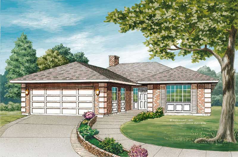 3-Bedroom, 1385 Sq Ft Contemporary House Plan - 167-1327 - Front Exterior