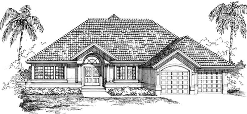3-Bedroom, 2471 Sq Ft Mediterranean Home Plan - 167-1336 - Main Exterior