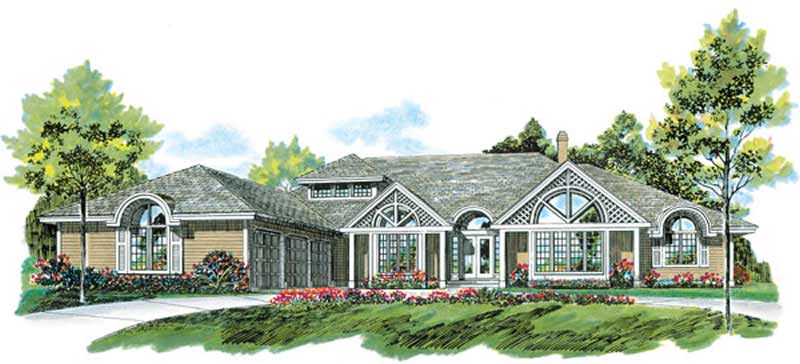 3-Bedroom, 3555 Sq Ft Ranch House Plan - 167-1346 - Front Exterior