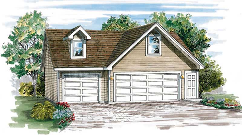 3-Car, 516 Sq Ft Garage House Plan - 167-1419 - Front Exterior